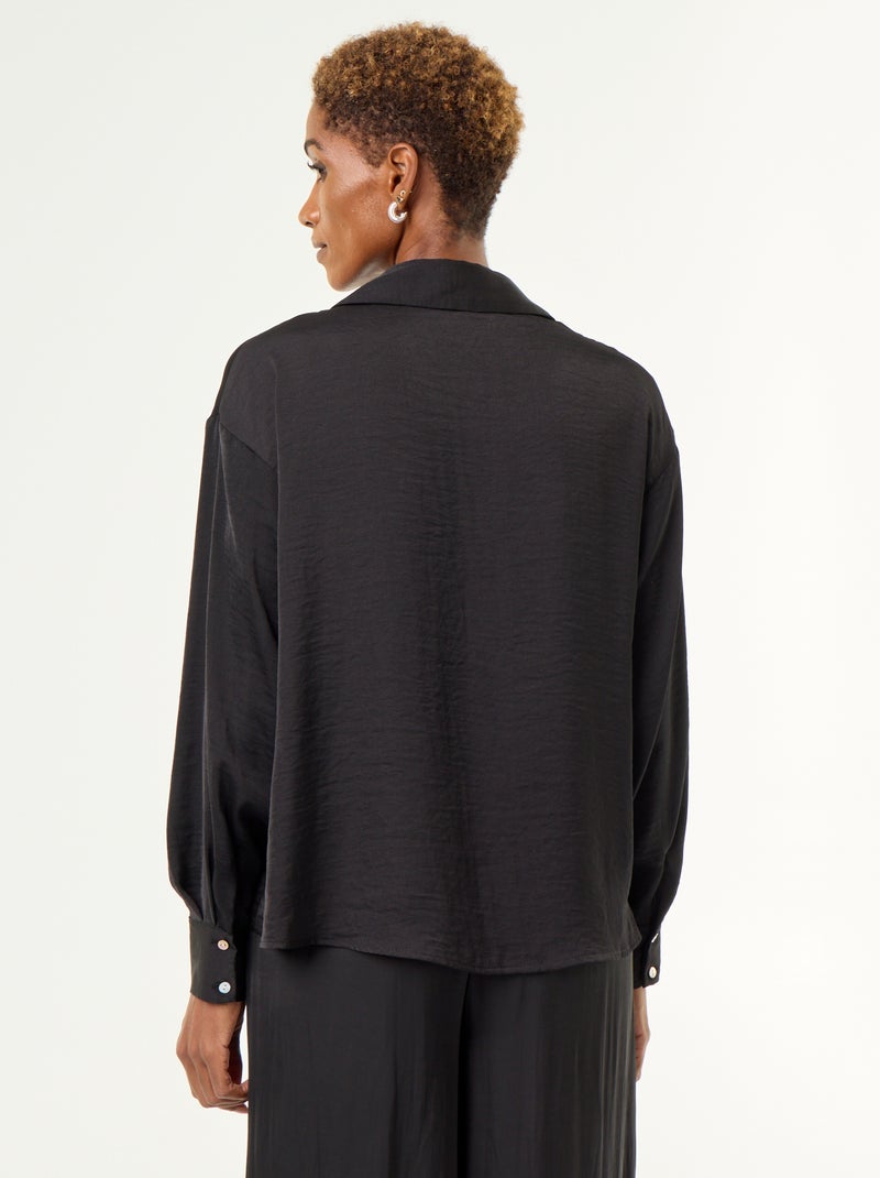 Effen satijnen blouse Zwart - Kiabi