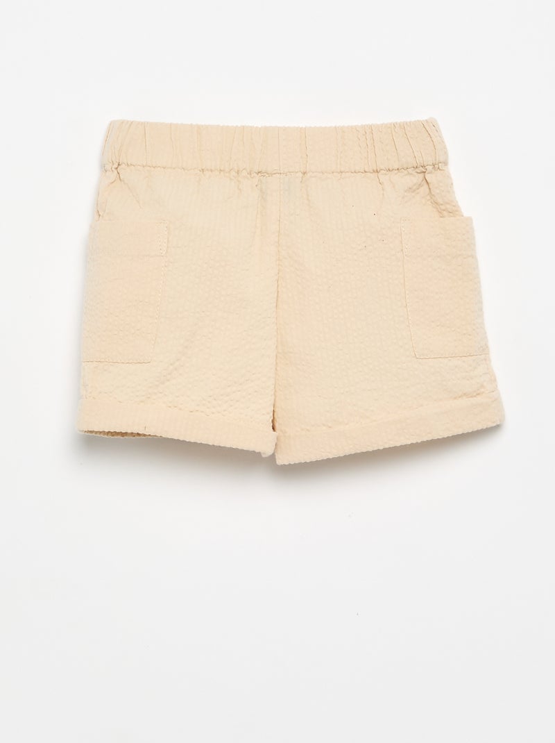 Effen seersucker short Ecru - Kiabi