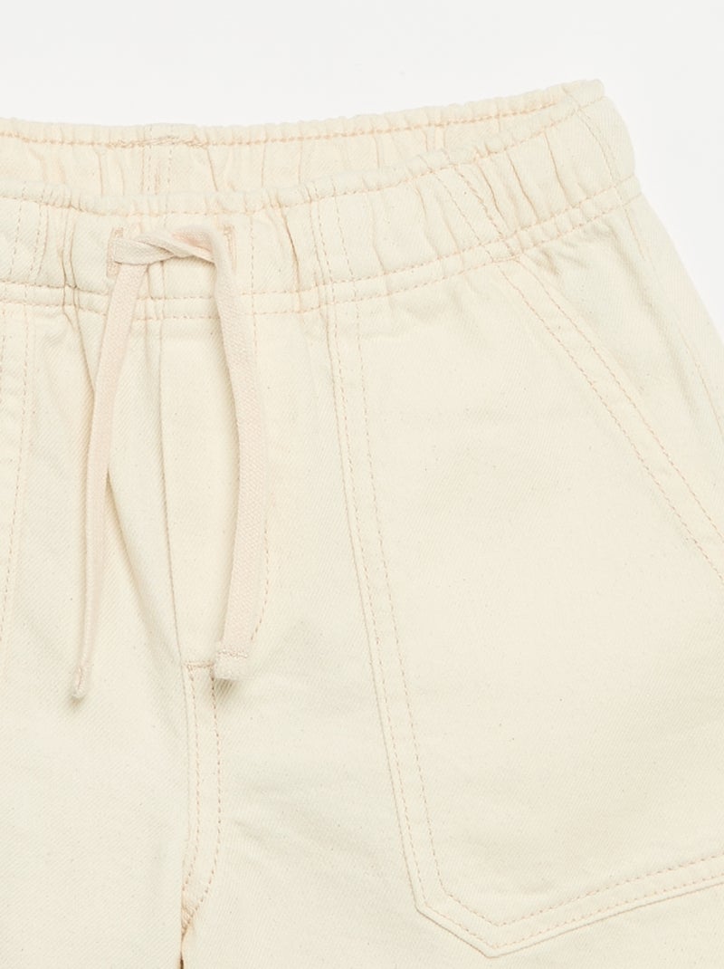 Effen short met elastische taille Ecru - Kiabi