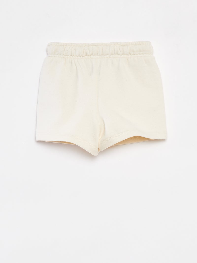 Effen short met elastische taille WIT - Kiabi