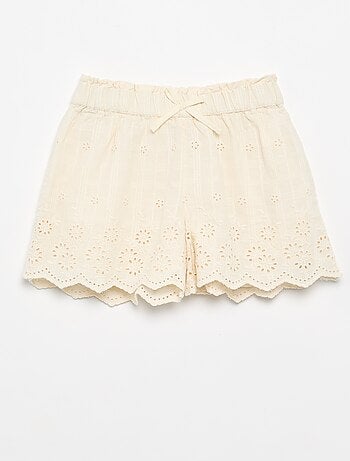 Effen short met Engelse borduursels