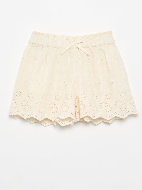 Effen short met Engelse borduursels - Kiabi