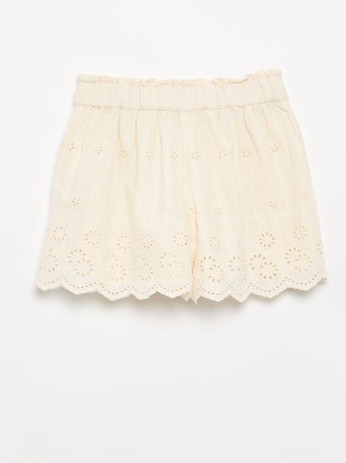 Effen short met Engelse borduursels - Kiabi