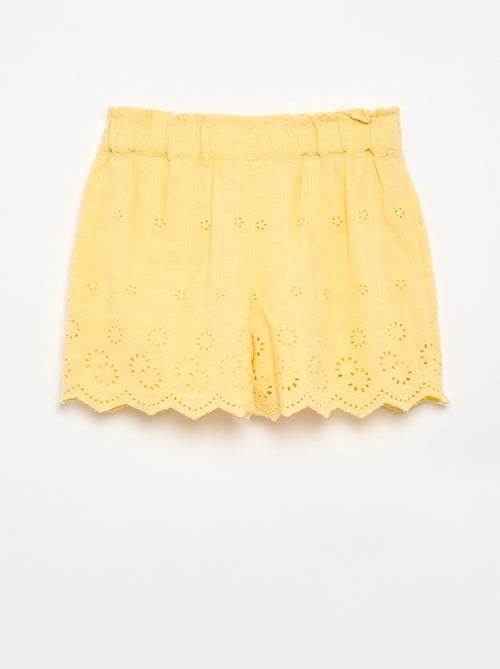 Effen short met Engelse borduursels - Kiabi