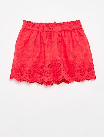 Effen short met Engelse borduursels