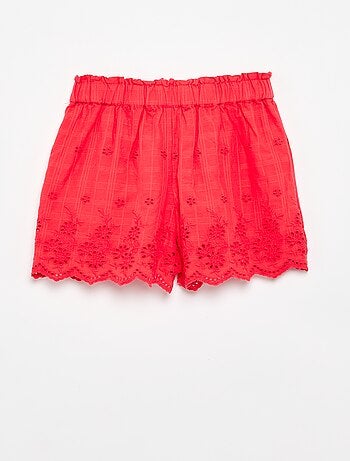 Effen short met Engelse borduursels