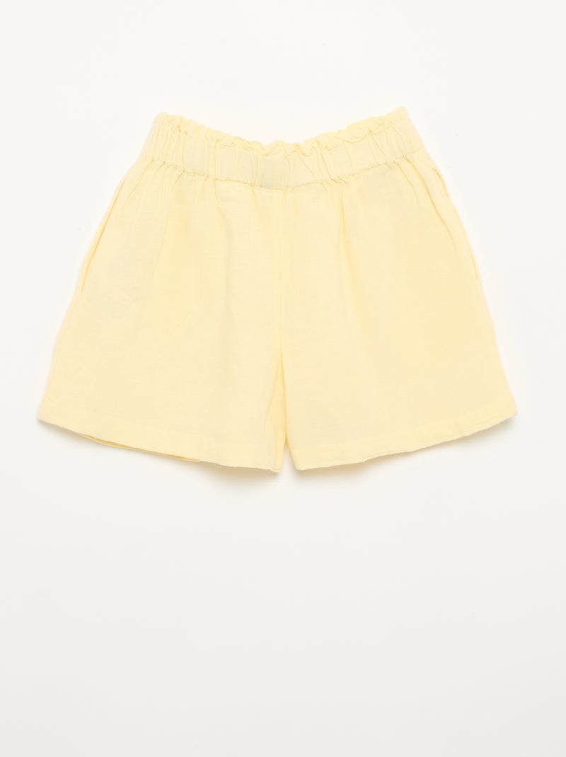 Effen short met fantasie strik Geel - Kiabi