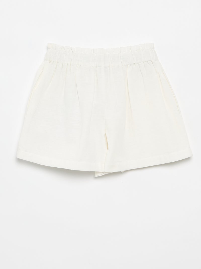 Effen short met fantasie strik Wit - Kiabi