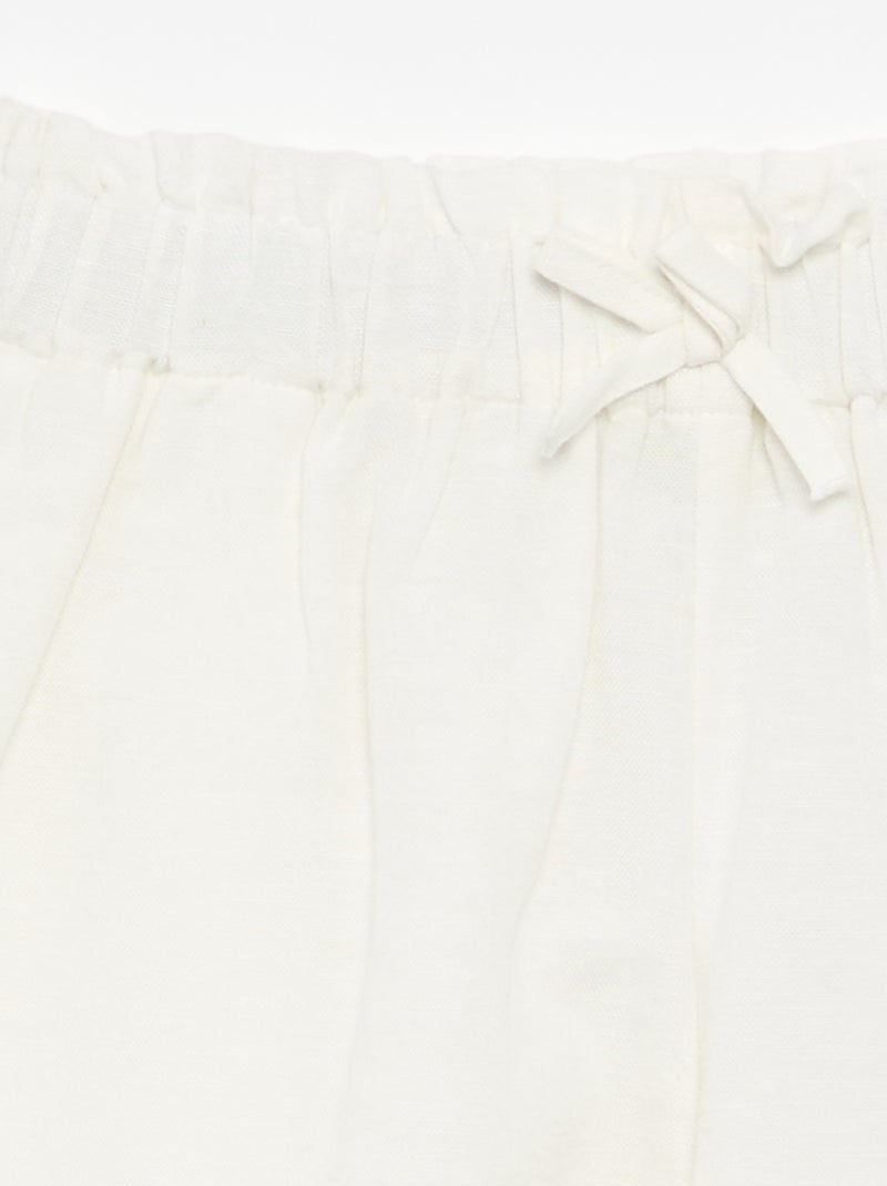 Effen short met fantasie strik Wit - Kiabi