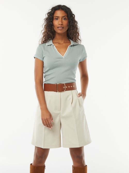 Effen short met hoge taille - Kiabi