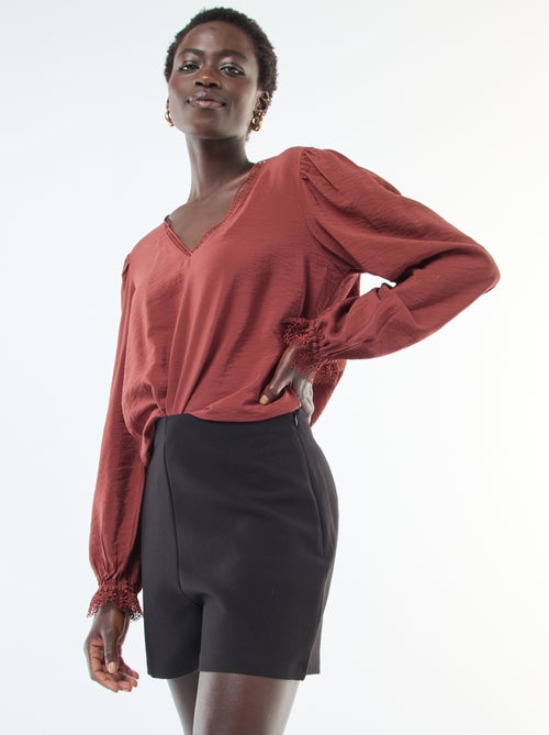 Effen short met hoge taille - Kiabi