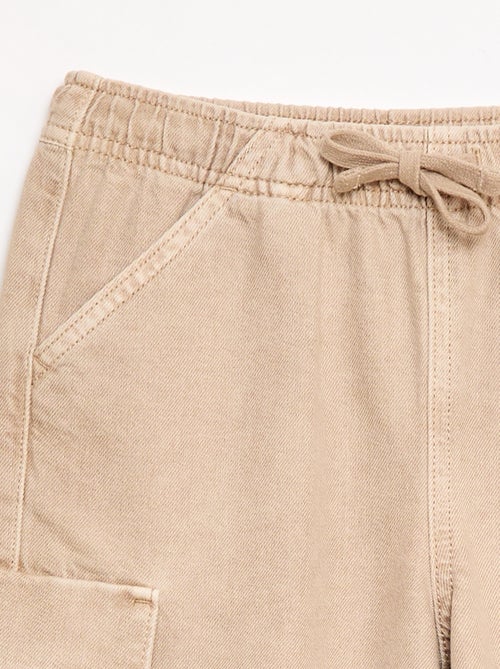 Effen short met trekkoord van katoen - Kiabi