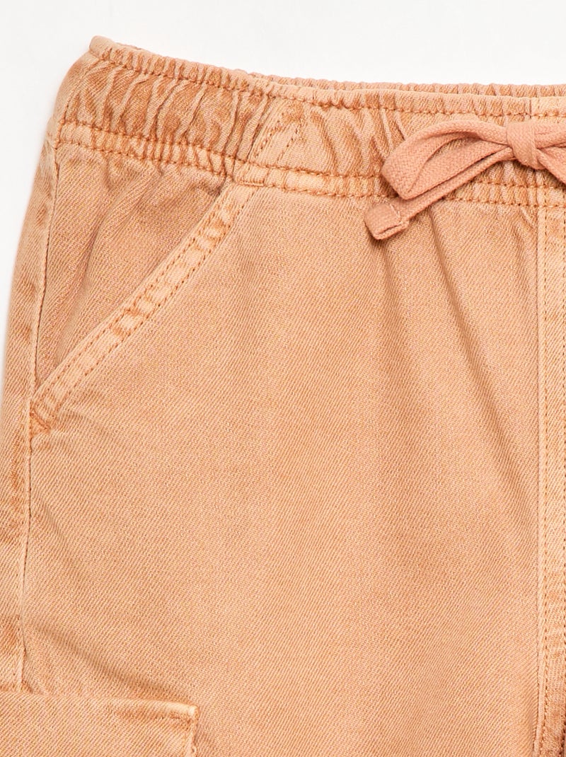 Effen short met trekkoord van katoen Oranje - Kiabi