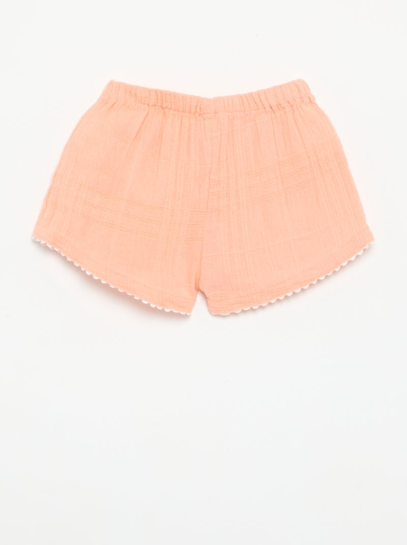 Effen short van dobby Oranje - Kiabi
