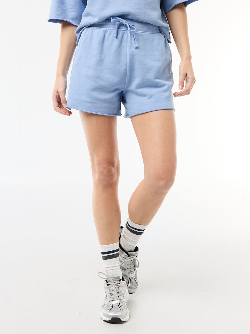 Effen short van French Terry Blauw - Kiabi