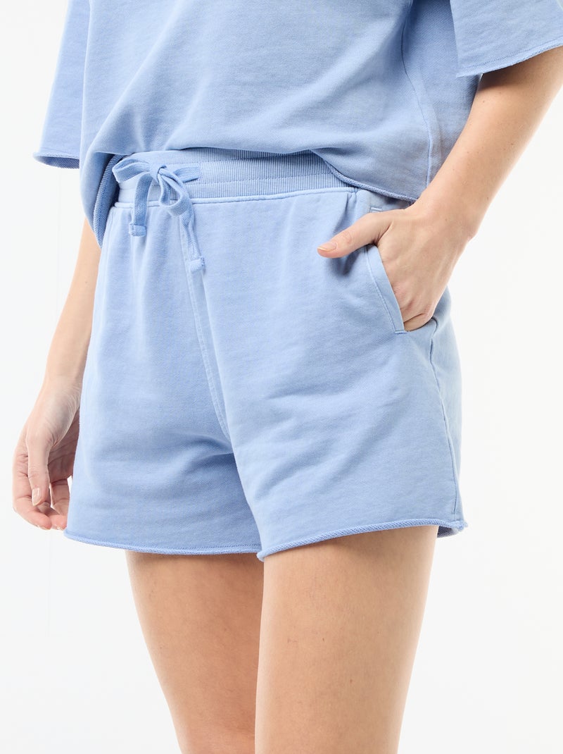 Effen short van French Terry Blauw - Kiabi