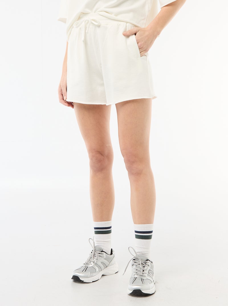 Effen short van French Terry Wit - Kiabi
