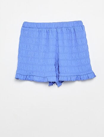 Effen short van gewafelde stof