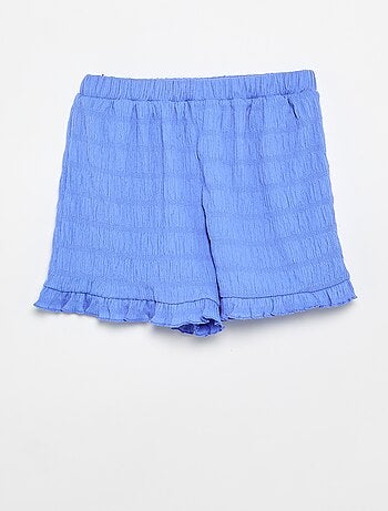 Effen short van gewafelde stof