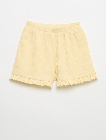 Effen short van gewafelde stof