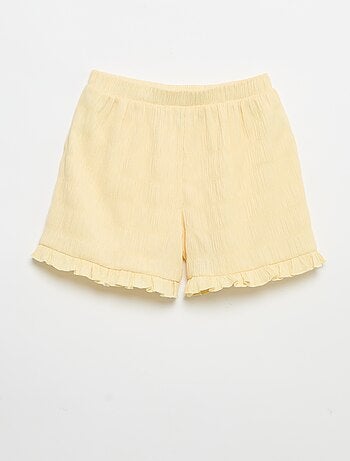 Effen short van gewafelde stof