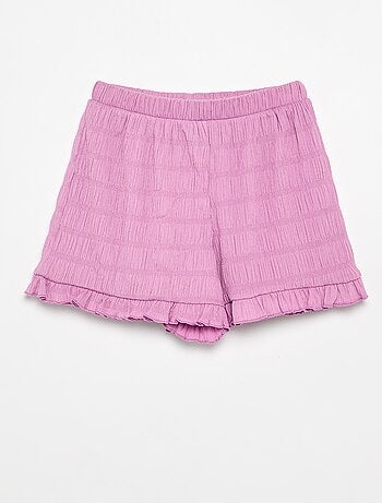 Effen short van gewafelde stof