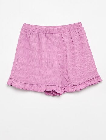 Effen short van gewafelde stof