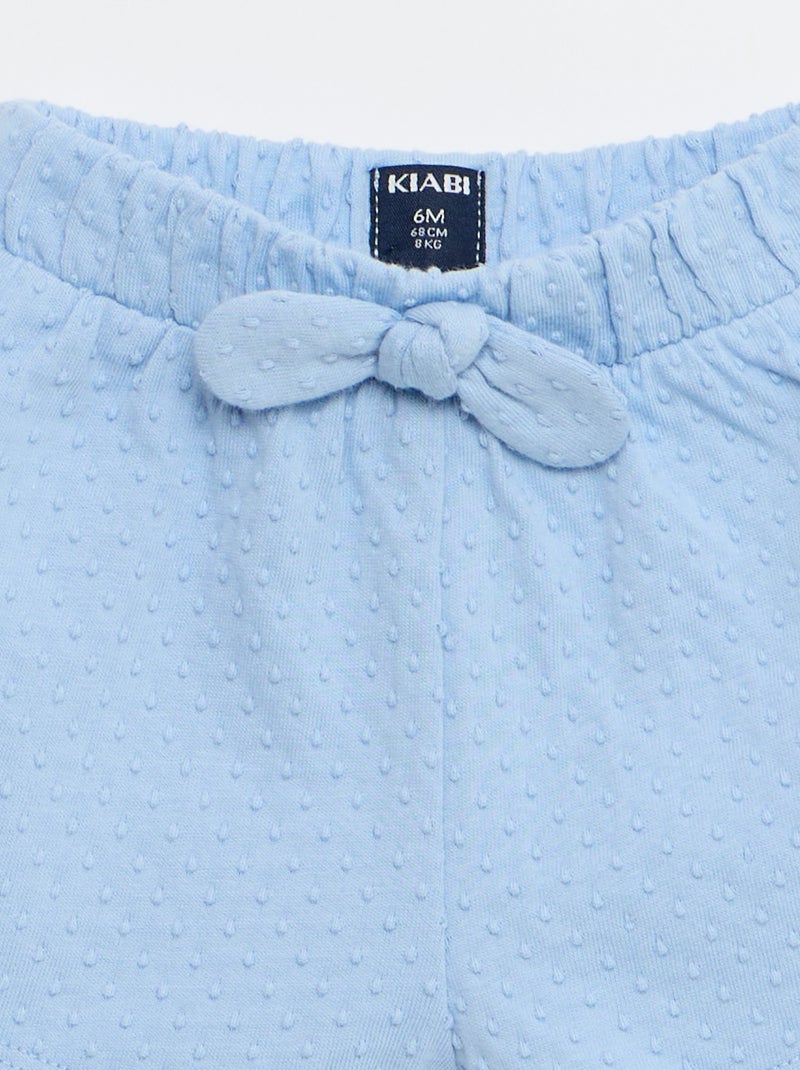 Effen short van jacquardbreisel met fantasieknoop Blauw - Kiabi