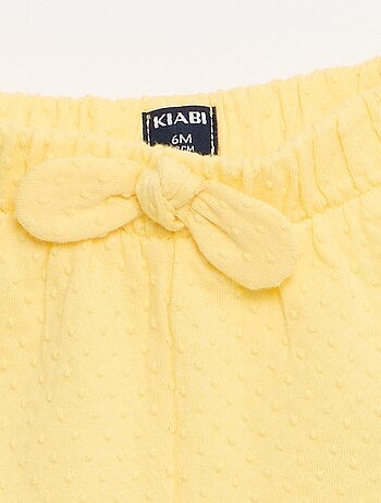 Effen short van jacquardbreisel met fantasieknoop
