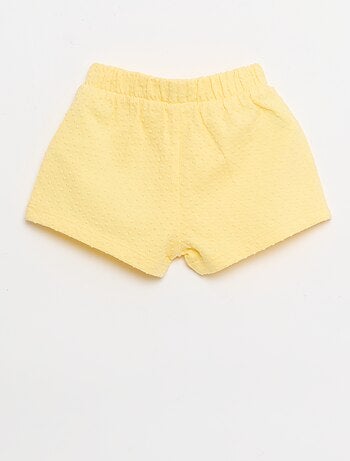 Effen short van jacquardbreisel met fantasieknoop