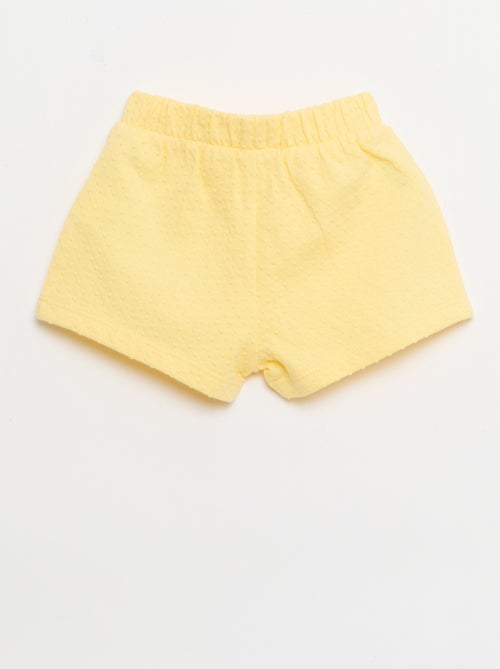 Effen short van jacquardbreisel met fantasieknoop - Kiabi