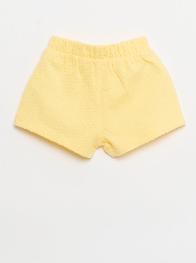 Effen short van jacquardbreisel met fantasieknoop Geel - Kiabi