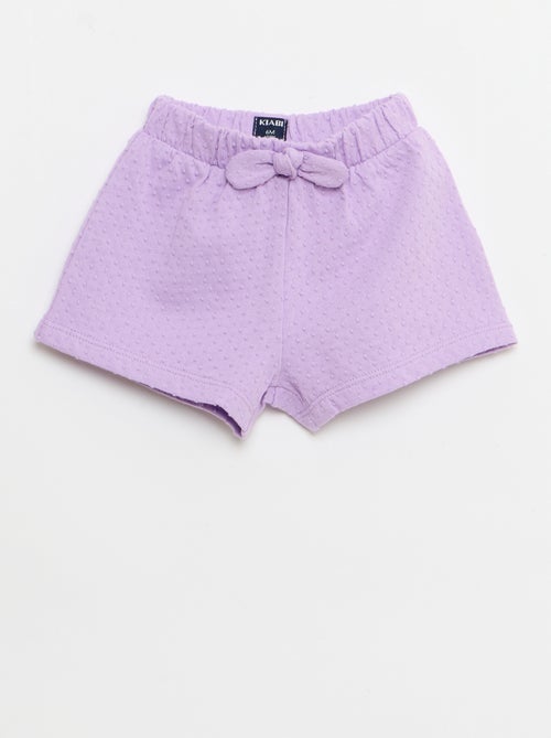 Effen short van jacquardbreisel met fantasieknoop - Kiabi