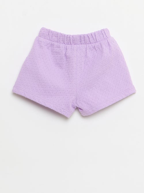 Effen short van jacquardbreisel met fantasieknoop - Kiabi