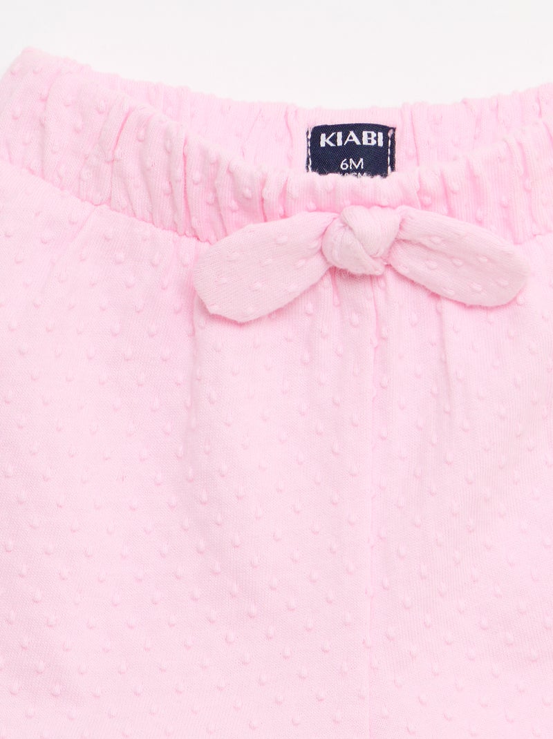 Effen short van jacquardbreisel met fantasieknoop Rose - Kiabi
