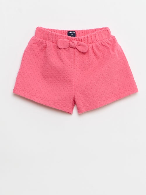 Effen short van jacquardbreisel met fantasieknoop - Kiabi
