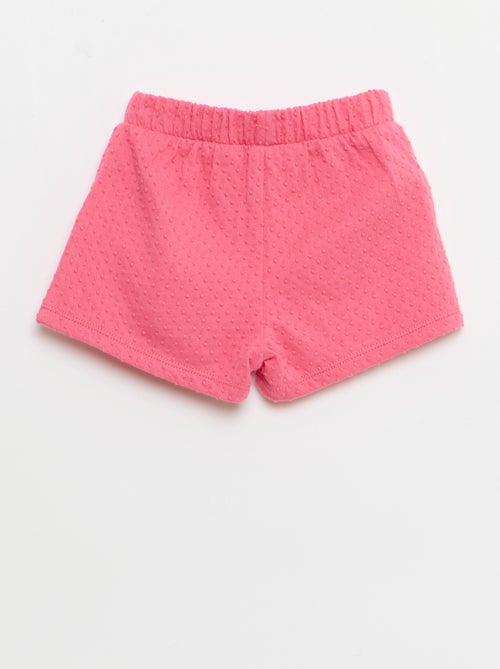 Effen short van jacquardbreisel met fantasieknoop - Kiabi