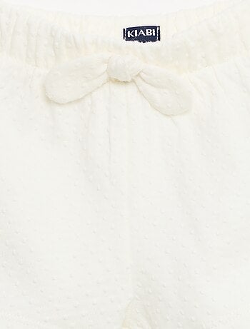 Effen short van jacquardbreisel met fantasieknoop