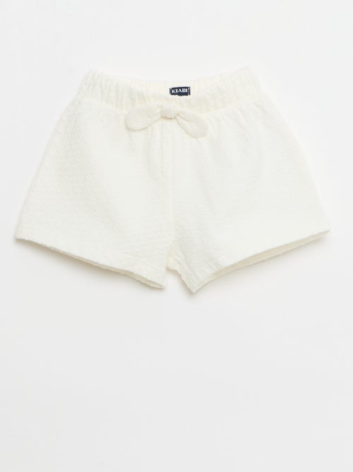 Effen short van jacquardbreisel met fantasieknoop - Kiabi