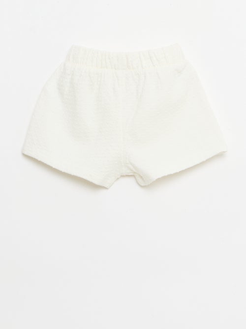 Effen short van jacquardbreisel met fantasieknoop - Kiabi