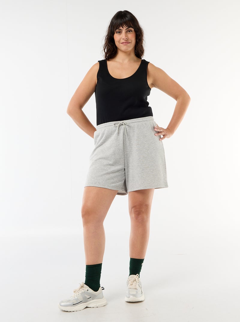 Effen short van lichte joggingstof Grijs - Kiabi