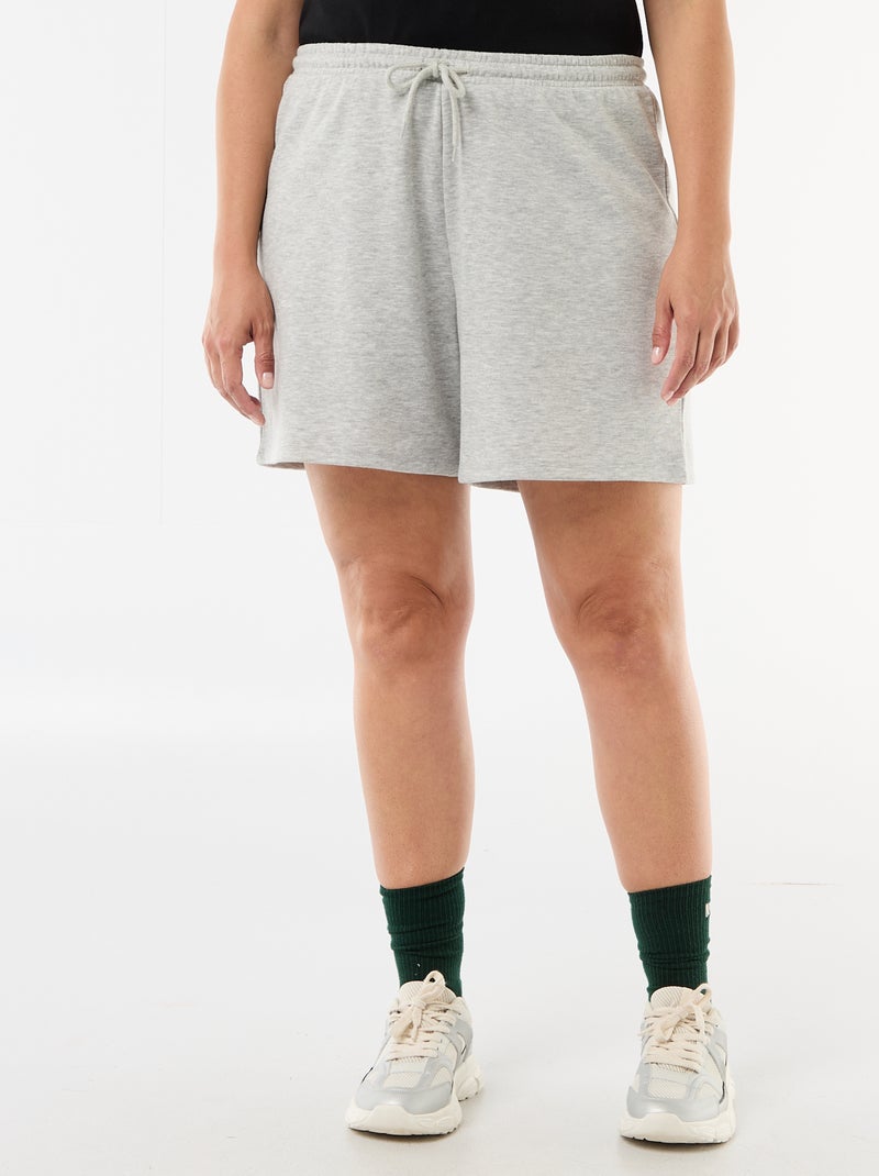 Effen short van lichte joggingstof Grijs - Kiabi