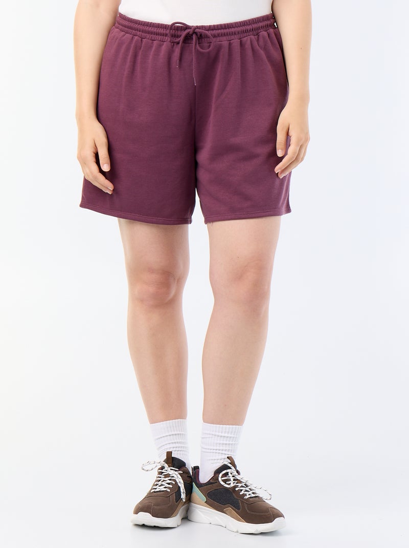Effen short van lichte joggingstof Paars - Kiabi