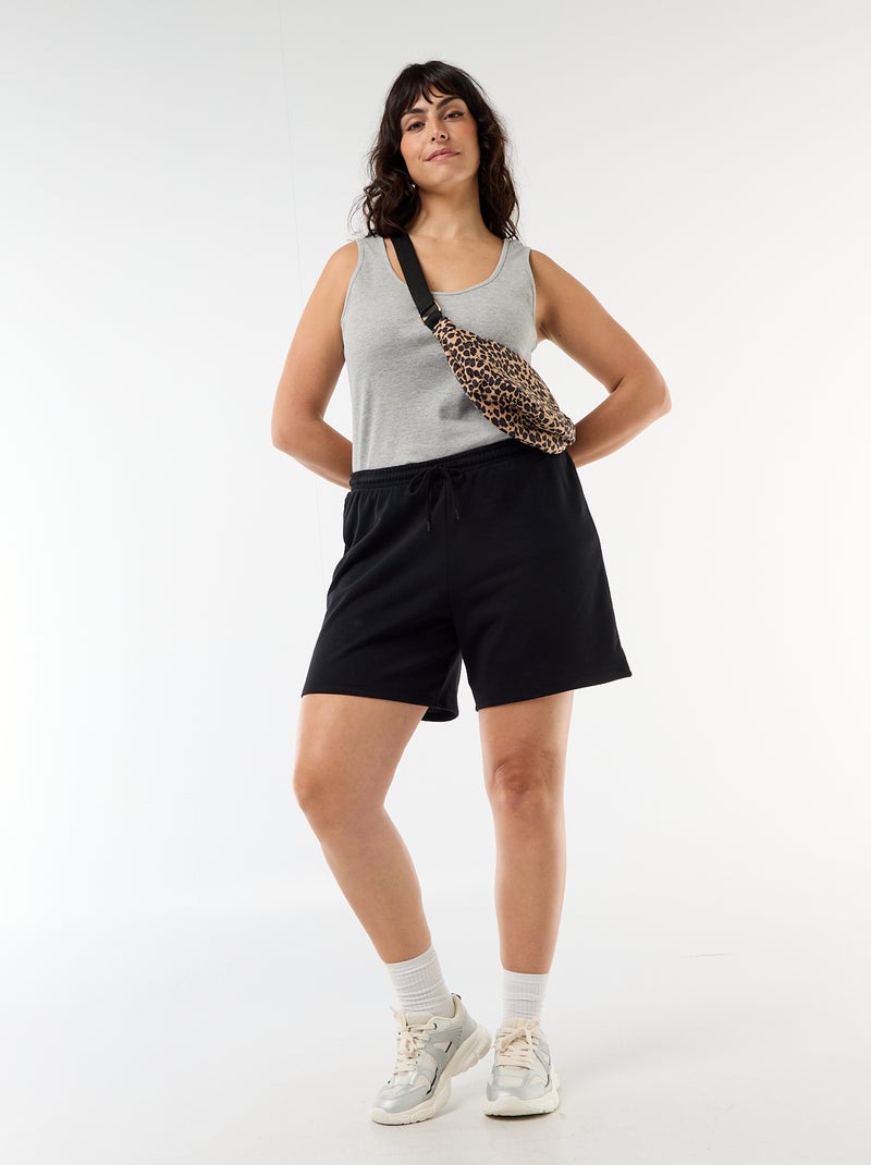 Effen short van lichte joggingstof Zwart - Kiabi