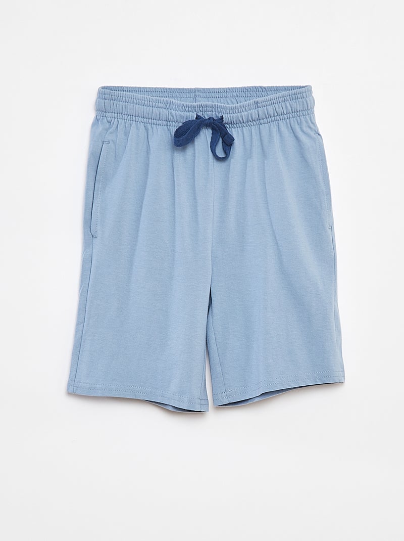 Effen short van lichte spijkerstof met 2 zakken Blauw - Kiabi