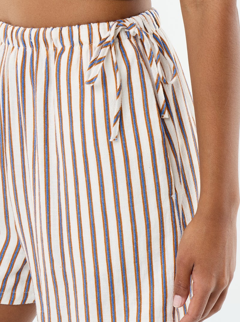 Effen short van linnenmix Biege - Kiabi