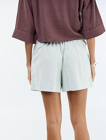 Effen short van linnenmix
