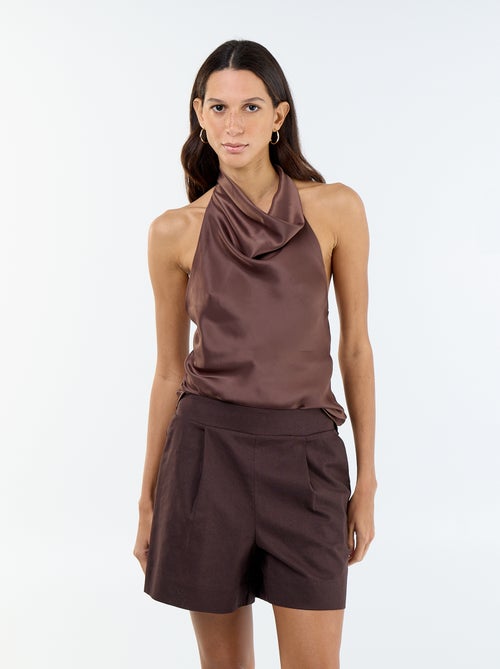 Effen short van linnenmix - Kiabi