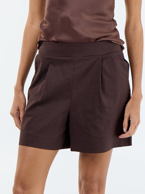 Effen short van linnenmix - Kiabi