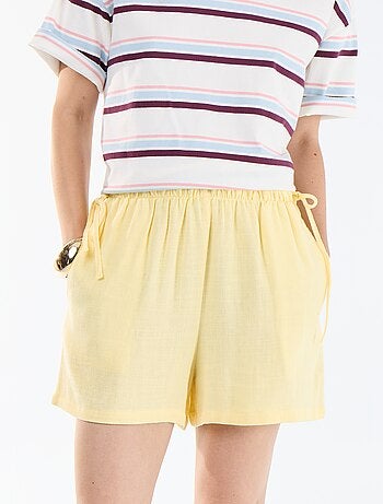 Effen short van linnenmix